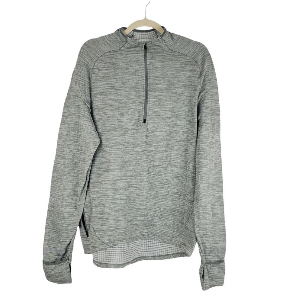Nike Dri Fit Womens Athletic Track Pullover 1/4 Zip Jacket Shirt Gray size Large